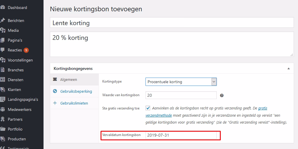 vervaldatum kortingsbon invullen