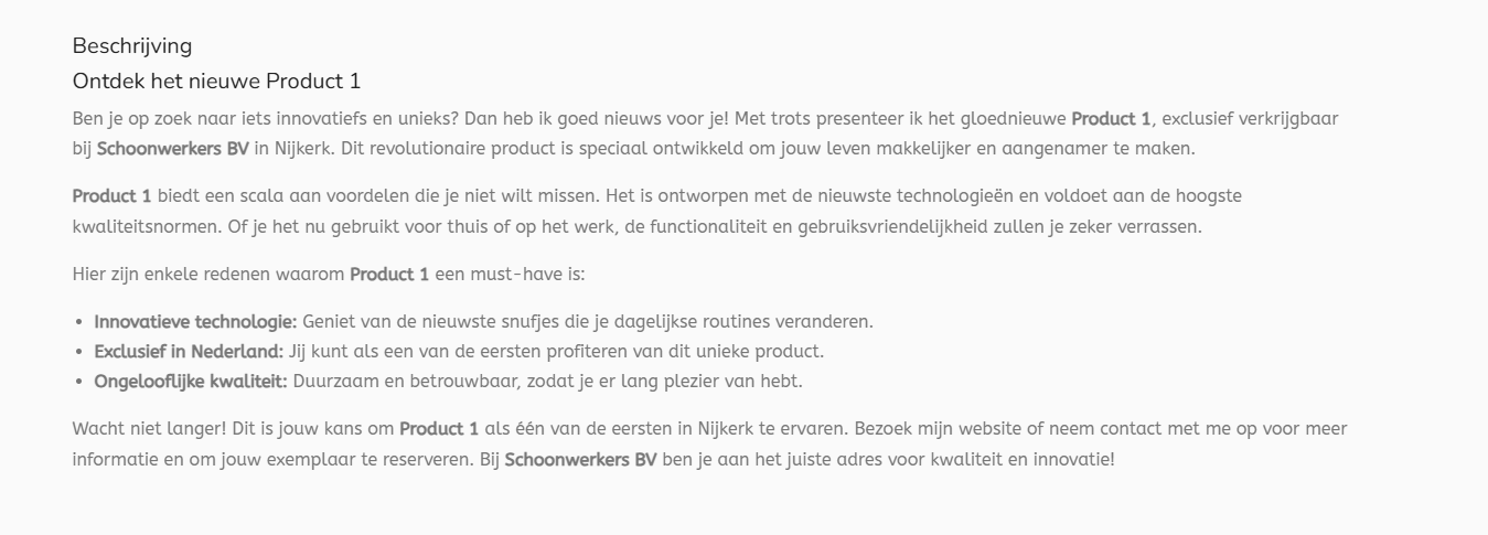 Hoe maak ik productteksten met AI?