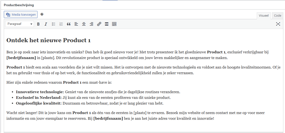 Hoe maak ik productteksten met AI?